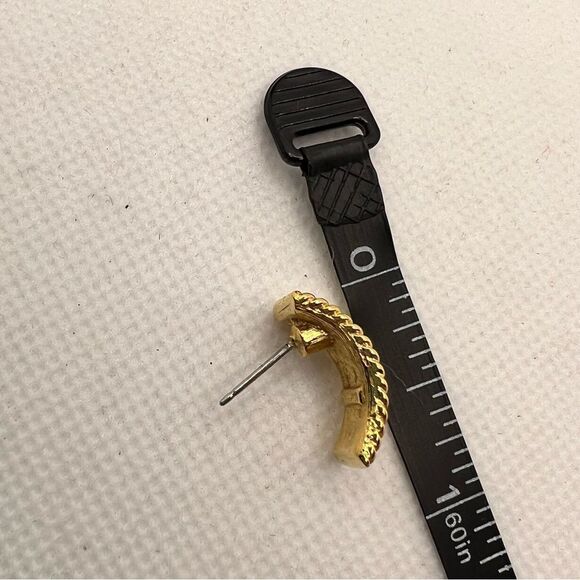 Monet Vintage Gold Tone Textured Post Earrings - Picture 5 of 5